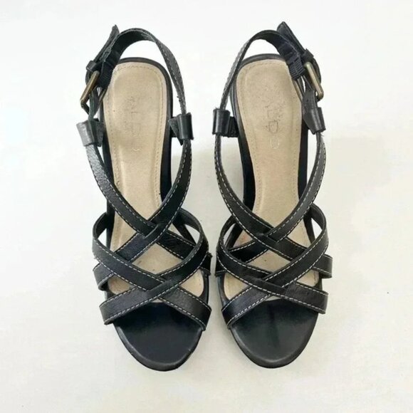 Aldo Wedge Sandals Strappy Platform Slingbacks Black EU38 US 7.5 - Picture 4 of 16